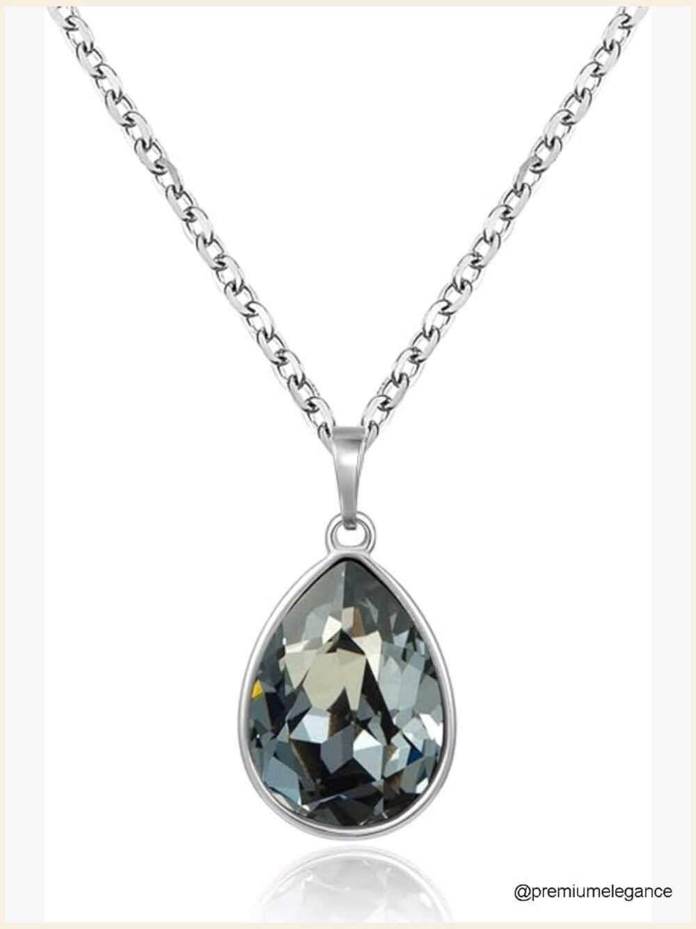 Teardrop Crystal Pendant Necklace Gold Plated Women's Jewelry with Gift Box